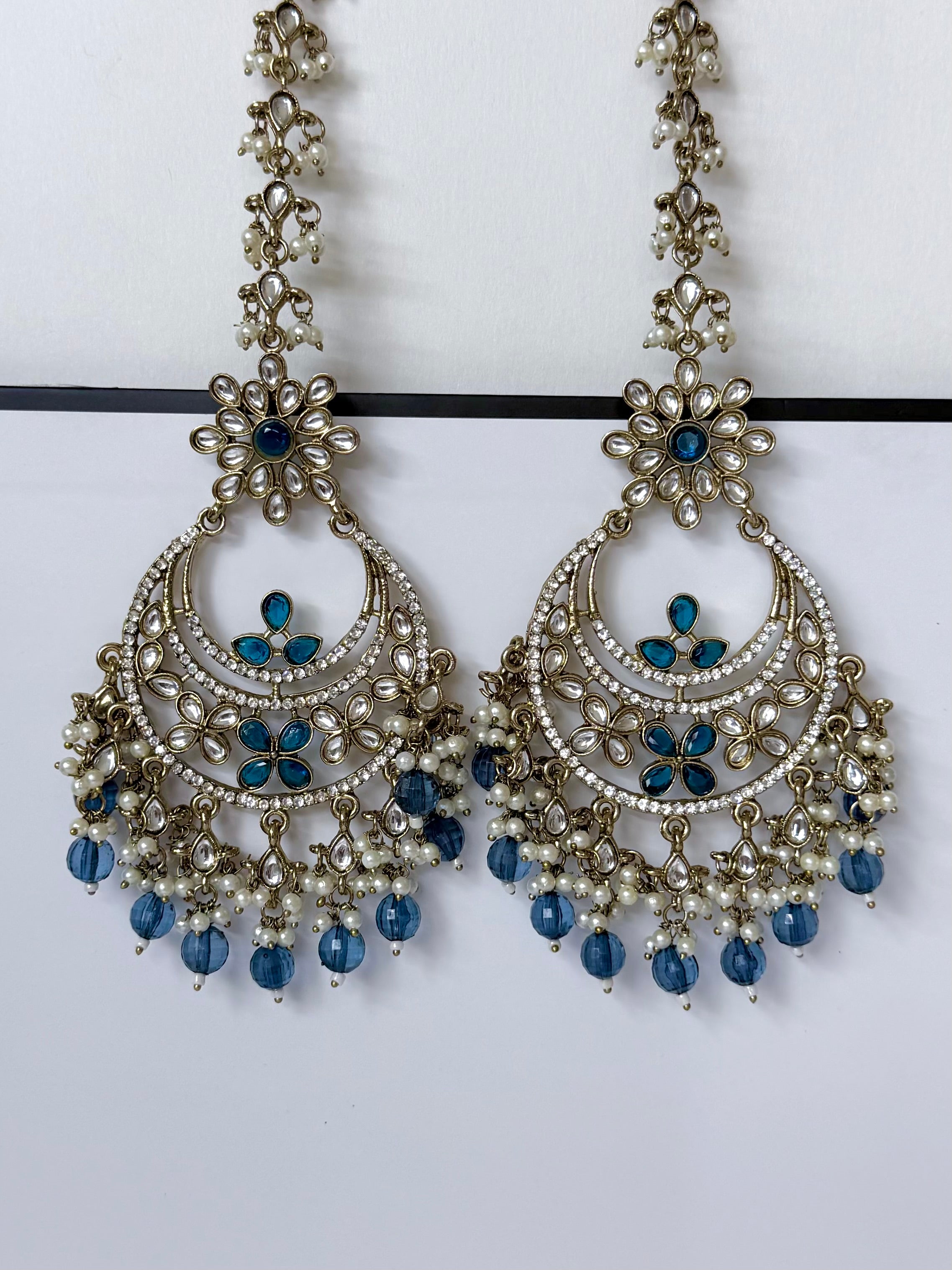 Bollywood Aarika Kundan Chandbali Earrings with Earchain
