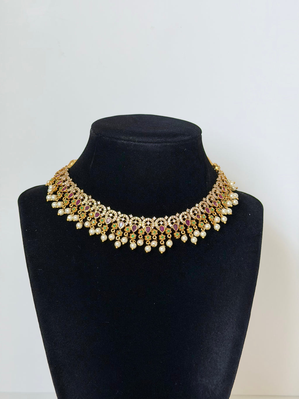 Meenakshi Traditional South Indian Necklace with Jhumka