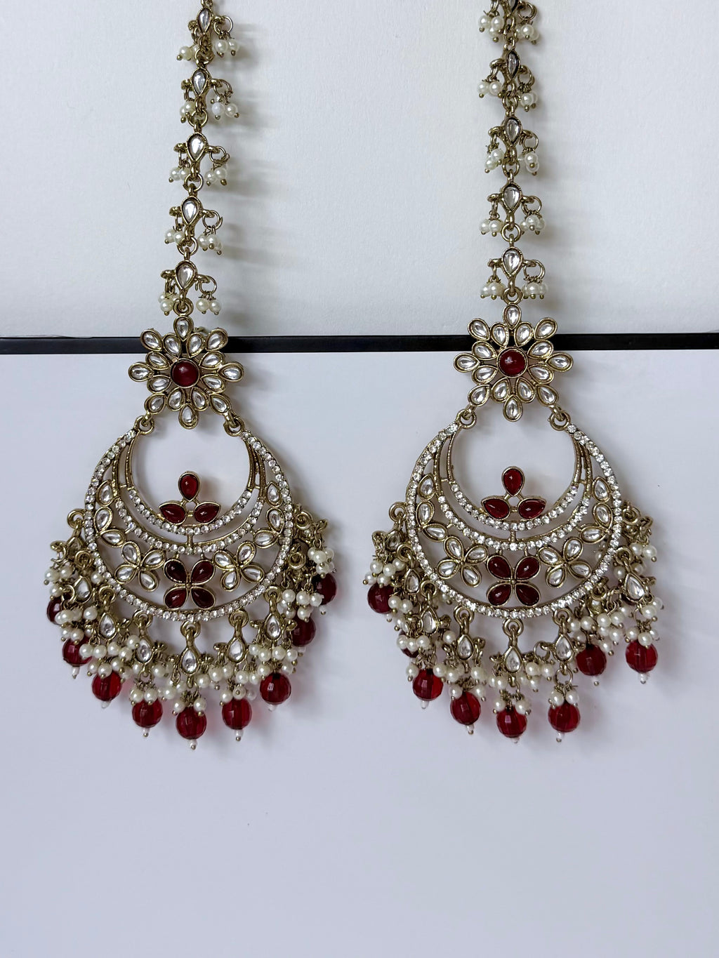 Bollywood Aarika Kundan Chandbali Earrings with Earchain