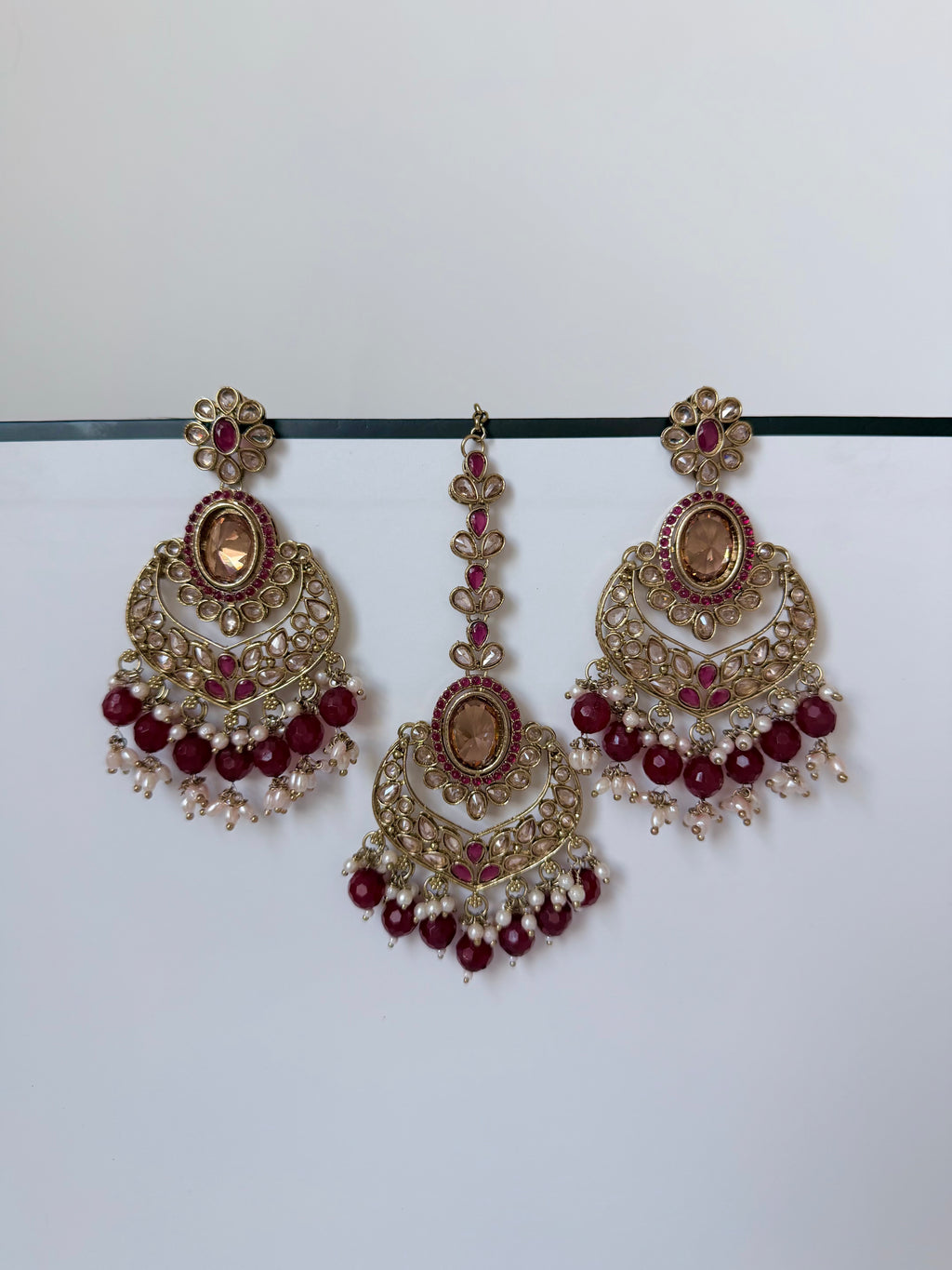 Desi Mohini Pollki Earring and Tikka Set