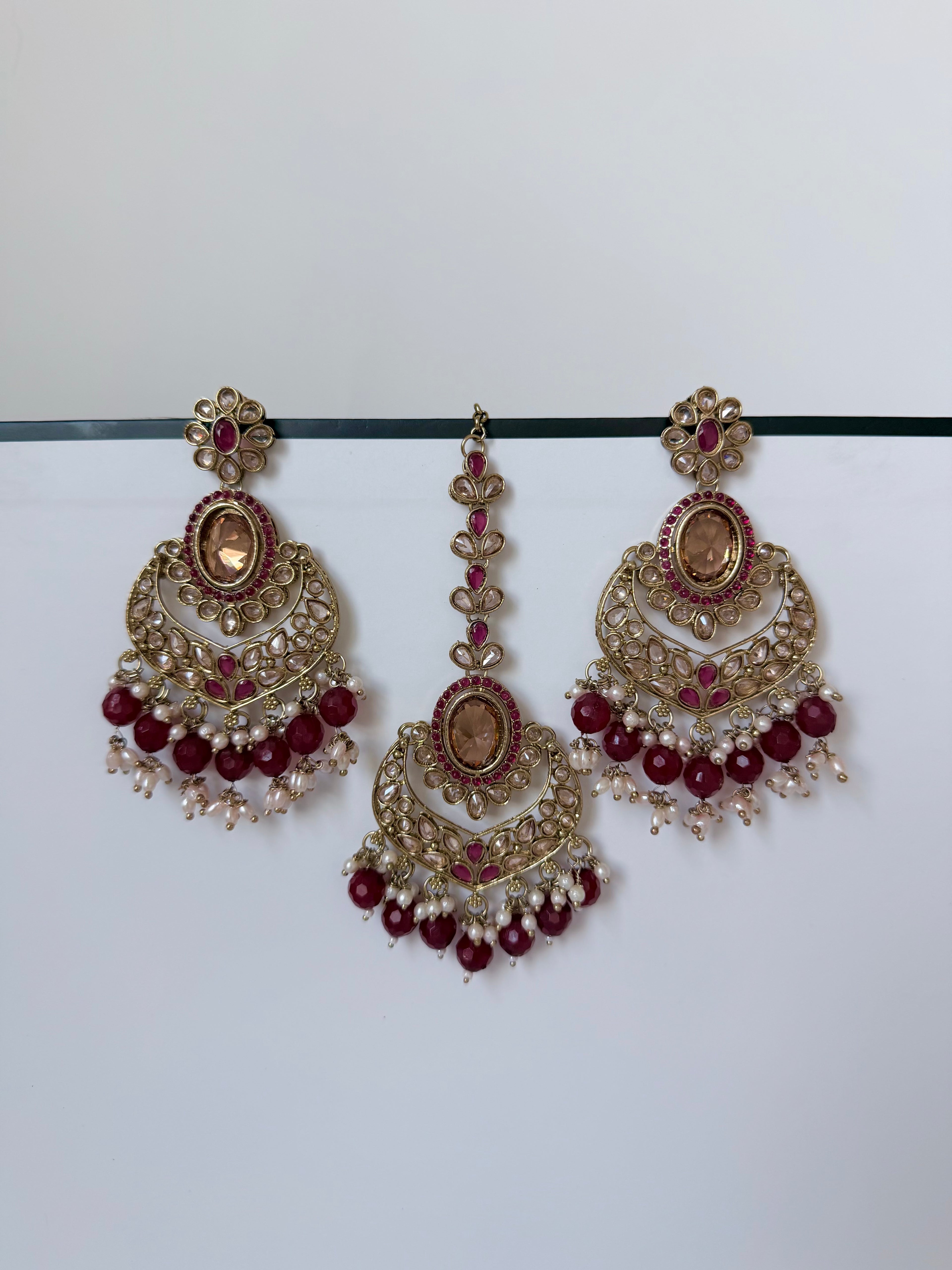 Desi Mohini Pollki Earring and Tikka Set
