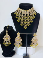 Jhalak Polki Waterfall Necklace set with Earrings and Mangtika