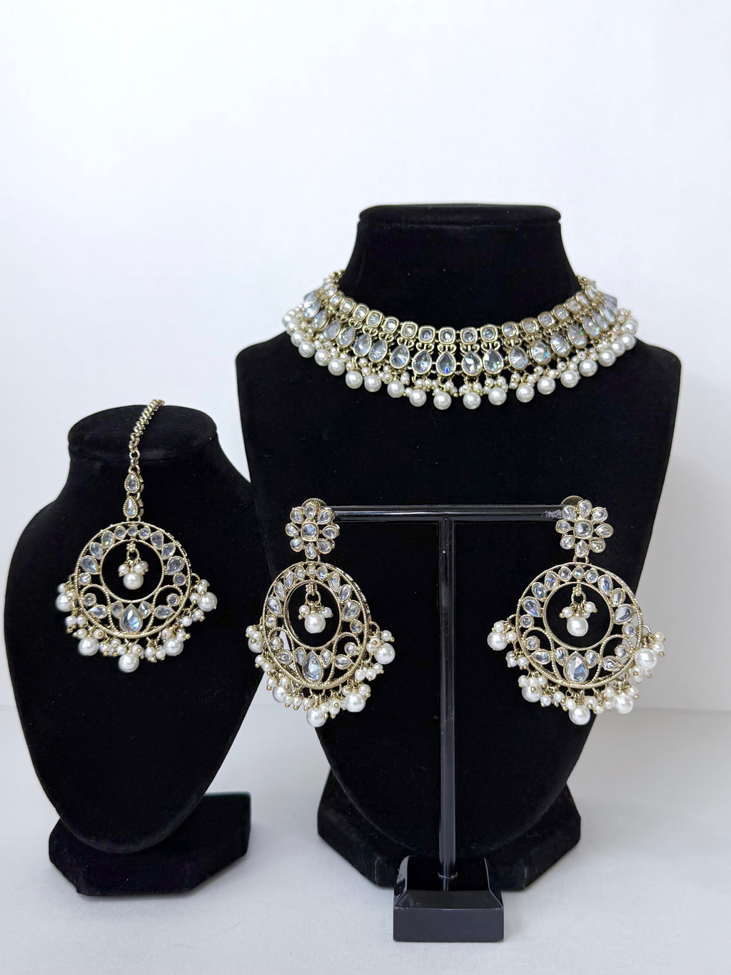 Bollywood Polki Ruhani Necklace Set with Earrings and MangTika