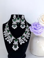 Royal Shahana Emerald American Diamond Set with Earrings and MangTika