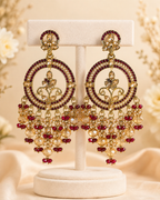 Rangoli Chandbali Stonework Cystal Beaded Earrings