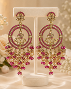 Rangoli Chandbali Stonework Cystal Beaded Earrings