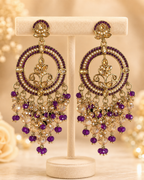 Rangoli Chandbali Stonework Cystal Beaded Earrings