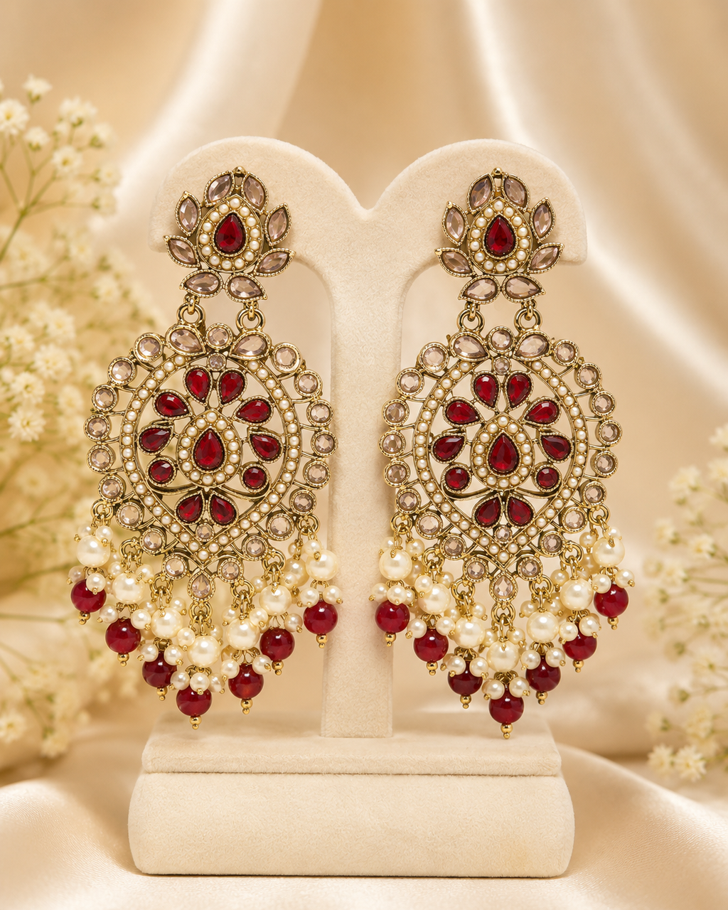 Aaradhya Polki Pearl Statement Earrings