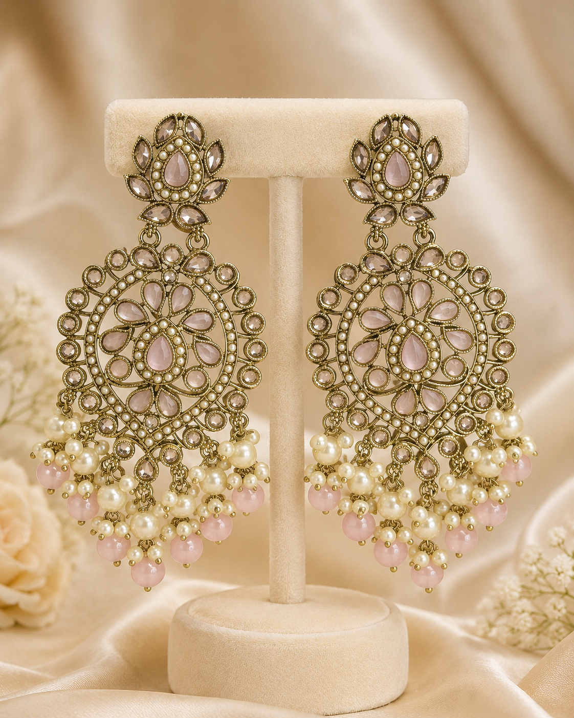 Aaradhya Polki Pearl Statement Earrings