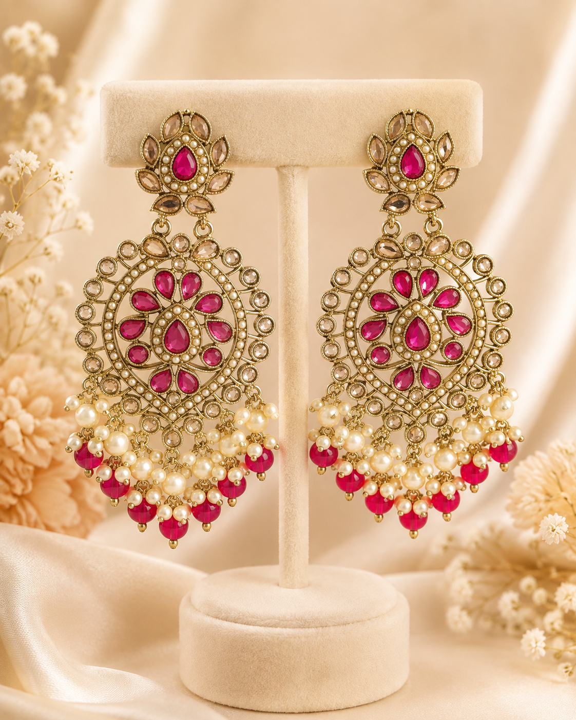Aaradhya Polki Pearl Statement Earrings