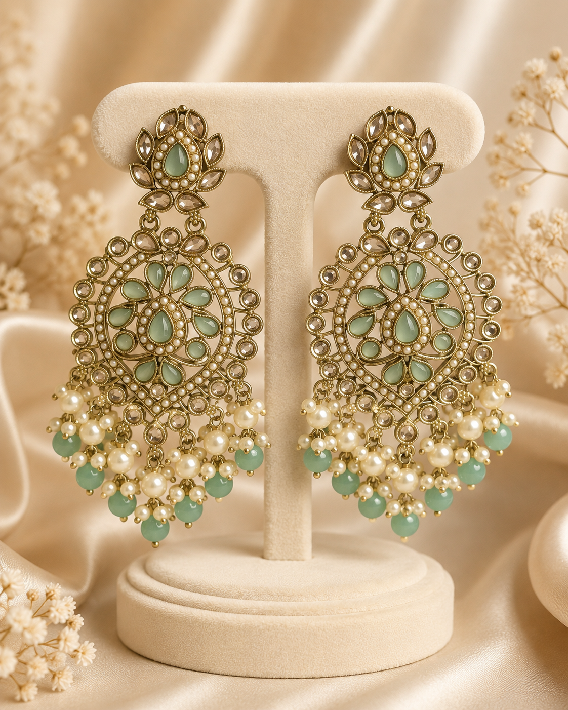 Aaradhya Polki Pearl Statement Earrings