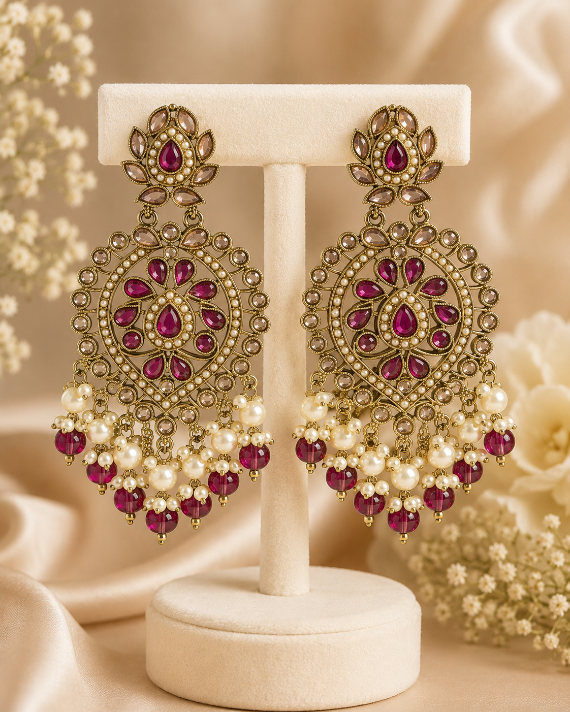Aaradhya Polki Pearl Statement Earrings