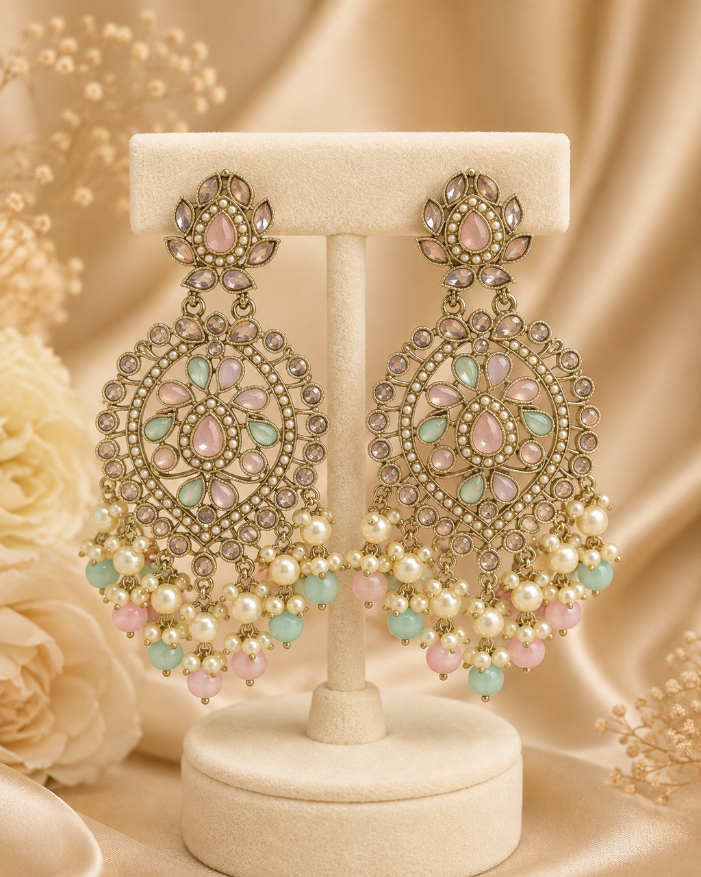 Aaradhya Polki Pearl Statement Earrings