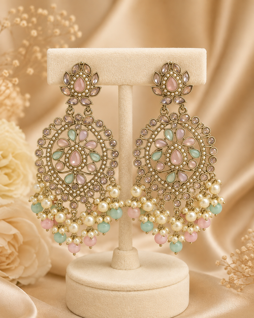 Aaradhya Polki Pearl Statement Earrings