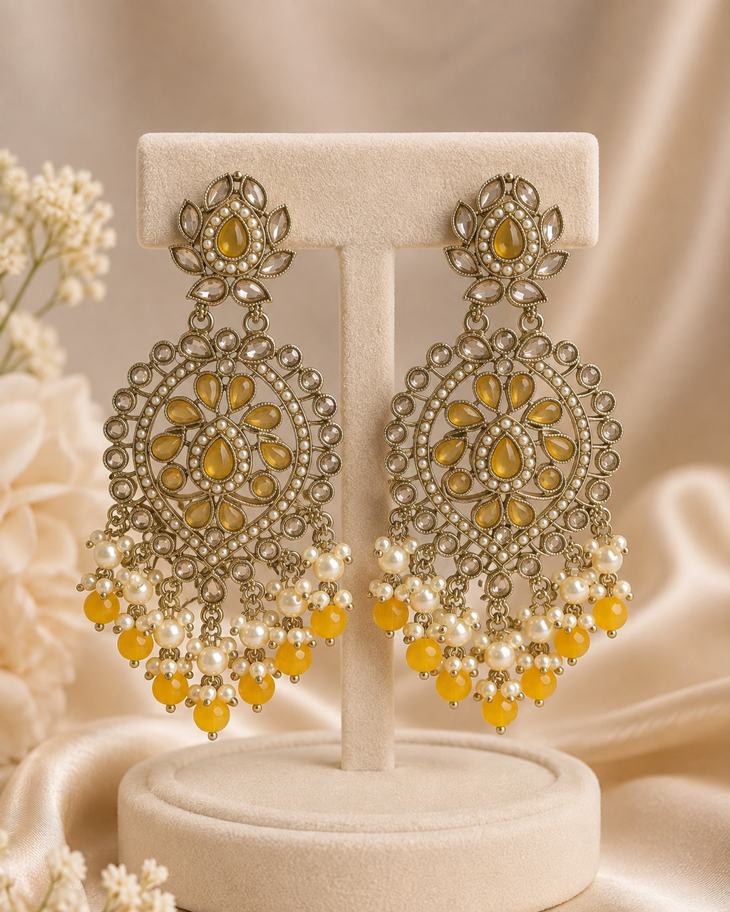 Aaradhya Polki Pearl Statement Earrings
