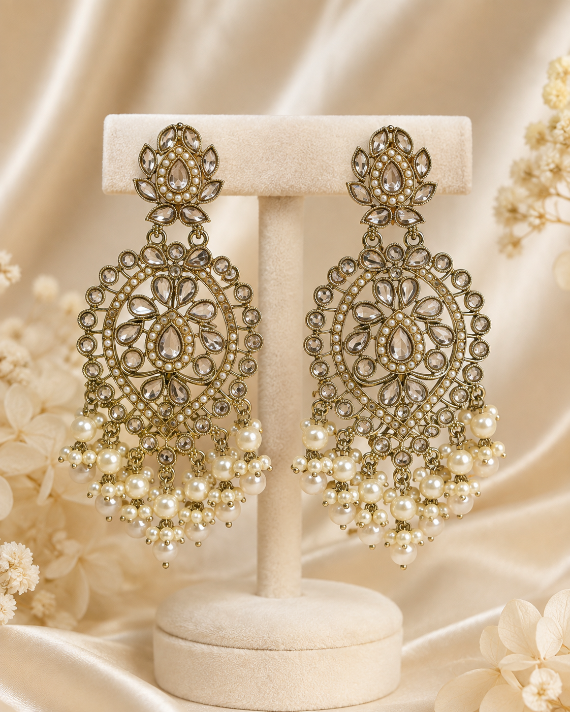 Aaradhya Polki Pearl Statement Earrings